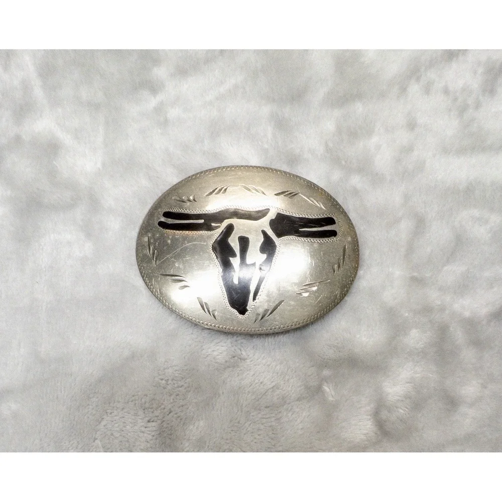 Hand Made Silver Tone Western Longhorn Rodeo Belt Buckle Handmade 3